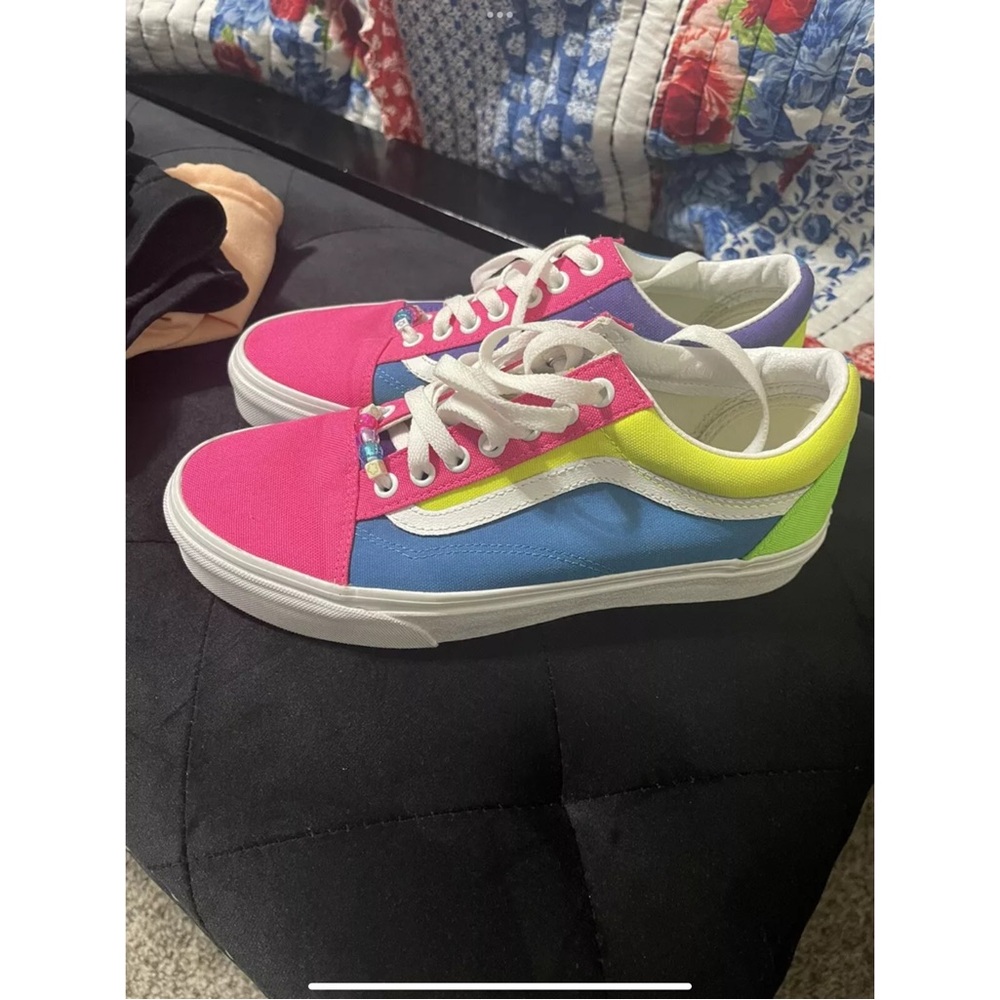 Unisex Color Blocked Suede Leather Vans Sneakers